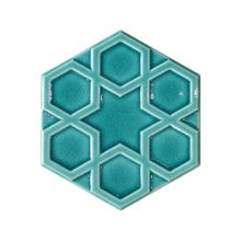 Armada Çini 15x17 cm Rölyefli Yıldız Turkuaz Altıgen Çini Karo