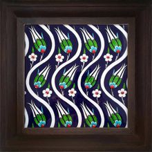 Armada Çini 20x20 Cm ED 107 Kobalt Sarmaşık Lale desenli Kütahya Çini Pano