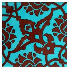 Armada Çini 20x20 cm SP 83 Turkuaz Kahve Kütahya Cami Çinisi Osmanlı Desenli Seramik Çini Karo