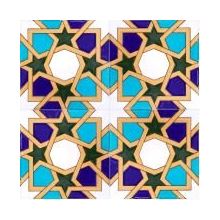 Armada Çini 20X20 cm SP 86 Tunus Kütahya Cami Çinisi Geometrik Desenli Seramik Çini Karo