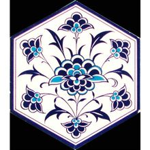 Armada Çini 21X23 cm Al 1 İznik Desenli Seramik Altıgen Çini Karo
