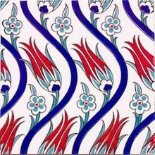 Armada Çini Ac 20 20x20 cm Sarmaşık Lale Desenli Çini Seramik Karo
