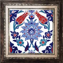 Armada Çini Ac 4 İznik Lale Desen Kütahya Çini 20x20 cm Seramik Pano