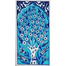 Armada Çini ED 203 10x20 cm Turkuaz Hayat Ağacı Eldekoru Çini Karo