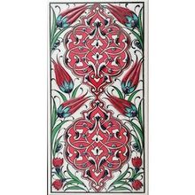 Armada Çini ED 230 10x20 cm Kırmızı Rumi Desenli Eldekoru Çini Karo