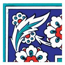 Armada Çini KSK 8 10x10 cm İznik Çiçek Desenli Çini Bordür Köşe