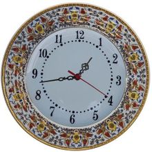 Armada Çini Prt 62 25 cm Sarı Altın Yaldızlı Lale Karanfil Çini Saat
