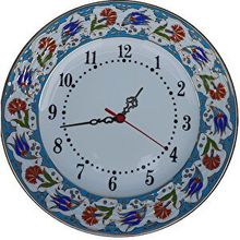 Armada Çini Prt 64 25 cm Mavi Altın Yaldızlı Lale Karanfil Çini Saat