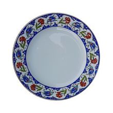Armada PRT 60x25 cm Lacivert Altın Yaldızlı Lale Karanfil Kaligrafi Çini Tabak