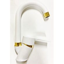 Armilla Beyaz Gold Banyo Lavabo Musluğu Bataryası