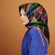 Armine 8843-07 Twill Füme Yeşil Mavi Mor Ipek Eşarp
