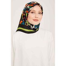 Armine 9006-03 Yağ Yeşili Harf Desenli Eşarp