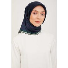 Armine 9029-52 Lacivert Ekose Desenli Sura İpek Eşarp