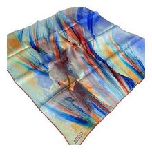 Armine 9102-03 Mavi-kırmızı Batik Desen Tivil İpek Eşarp