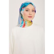 Armine 9102-82 Pembe-Petrol Yeşil Batik Desen Tivil İpek Eşarp