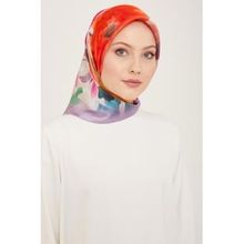 Armine 9103-51 Lila Batik Çiçek Desenli Sura İpek Eşarp