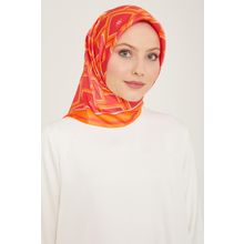 Armine 9132-85 Pembe-Turuncu Geometrik Desen Sura İpek Eşarp