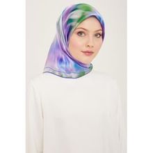 Armine 9136-50 Mor Yeşil Batik Desen Tivil İpek Eşarp