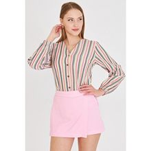 Armonika ARM-24K001002 Kadın Pembe Kolu Lastikli Bürümcük Gömlek