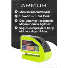 Armor Disk Kilidi 606 Mva 6 mm Alarmlı Neon Yeşil