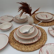 Arna Porselen Karamel Desenli 18 Parça 6 Kişilik Yemek Takımı