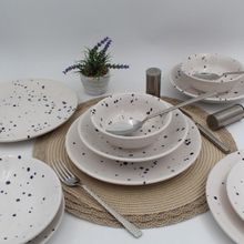 Arna Porselen Point Kobalt 48 Parça 12 Kişilik Yemek Takımı