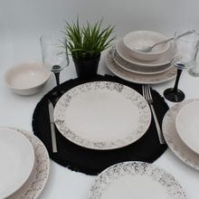 Arna Porselen Spot Siyah 24 Parça Yemek Takımı