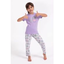 Arnetta Eat Sleep Coffee Repeat Lila Kız Çocuk Pijama Takımı