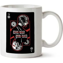 Art Hediye 01 Captain America Civil War Black Card İki Tarafı Baskılı Kupa Bardak