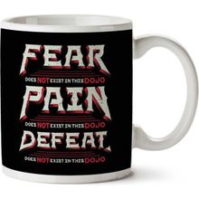 Art Hediye 01 Fear Pain Defeat Does Not Exist Karate Kid Quote Iki Tarafı Baskılı Kupa Bardak
