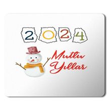 Art Hediye 2024 Mutlu Yıllar Kardan Adam Boya 23x19 cm Mouse Pad