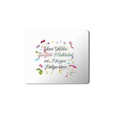 Art Hediye 2024 Yeni Yılda Saglık Mutluluk Huzur Konfeti 23x19 cm Mouse Pad