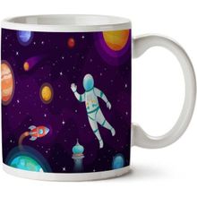 Art Hediye Astronot Gezegenler Iki Tarafı Baskılı Kupa Bardak
