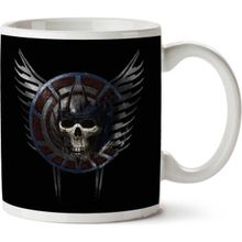 Art Hediye Battle Crest Skull İki Tarafı Baskılı Kupa Bardak
