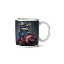Art Hediye Captain Amerika Kedi Kalkan Iki Tarafı Baskılı Kupa Bardak