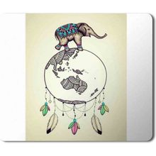 Art Hediye Etnik Fil ve Düş Kapanı Baskılı 23x19 cm Mouse Pad