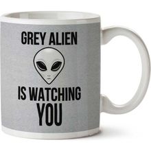 Art Hediye Grey Alien Watching You Men's İki Tarafı Baskılı Kupa Bardak