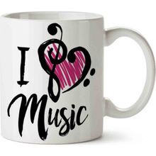 Art Hediye I Love Music Kalp Kupa Bardak