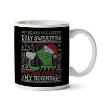 Art Hediye Kermit The Frog None Of My Business Muppets Christmas Knit 01 İki Tarafı Baskılı Kupa Bardak