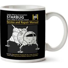 Art Hediye Kırmızı Cüce Starbug Servis Ve Onarım Kılavuzu İki Tarafı Baskılı Kupa Bardak