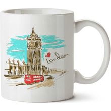 Art Hediye London City İngiltere İki Tarafı Baskılı Kupa Bardak