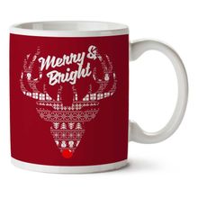 Art Hediye Reindeer Merry And Bright Christmas Knit İki Tarafı Baskılı Kupa Bardak