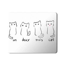 Art Hediye Un Deux Trois Cat Kedi Baskılı 23x19 cm Mouse Pad