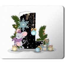 Art Hediye Yeni Yıl Merry Christmas Yılbaşı'na Özel L Harfi 23x19 cm Mouse Pad