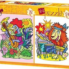 Art Puzzle Müzisyen Hayvanlar 2'li 12+24 Parça Yapboz
