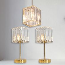 Art&Gift Metal Kristal Camlı Sarkıt Avize ve Abajur Seti Yatak Odası Abajur Salon Avize