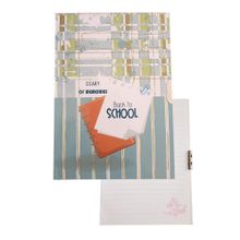Artlantis Kilitli Kız Modeli Mcolor Sert Kapak Çizgili 14x20 cm Yeşil Hatıra Defteri