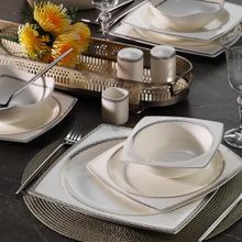 Aryıldız Bone Square Line Platin 12 Kişilik 60 Parça Yemek Takımı
