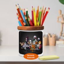 Asilmeydan 446967947 Hallowen Kostümleri İskelet Ahşaplı Seramik Kalemlik