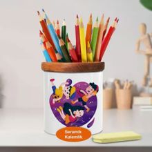 Asilmeydan 447233588 Çocukların Renkli Dünyası Ahşaplı Seramik Kalemlik